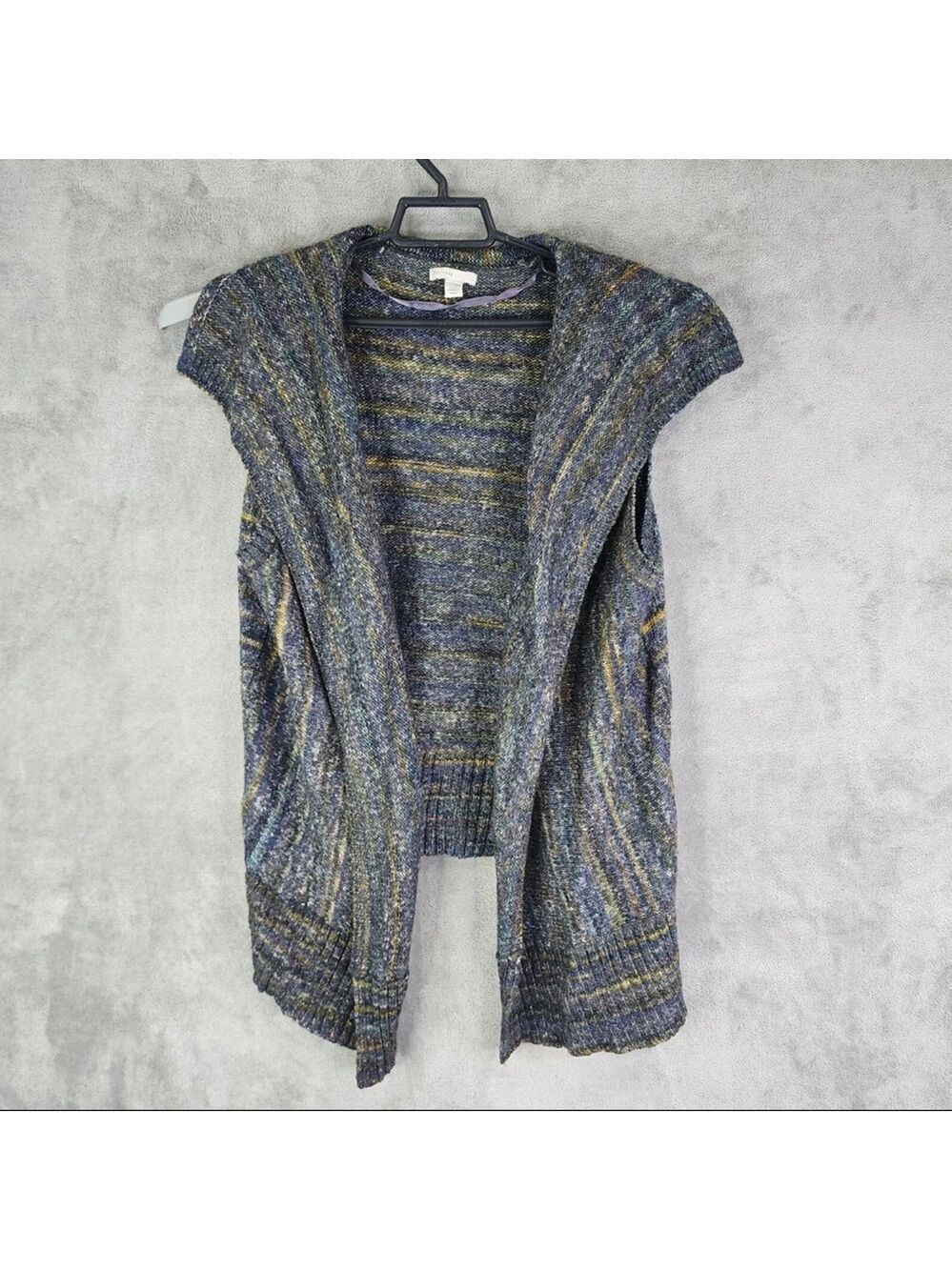 Open-Front Knit Vest in Blue Multicolor